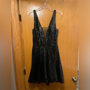 Black sequin short dress